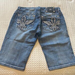 Miss Me Women's Blue Jean Shorts with Silver Accents